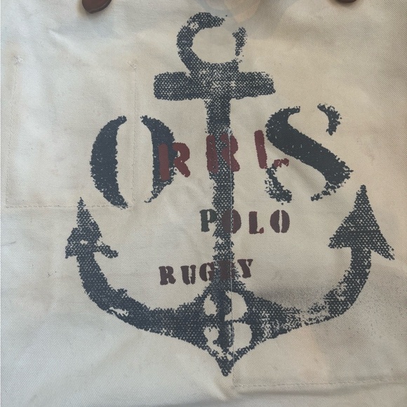 ✨RRL RALPH LAUREN Heavy Canvas Logo Print 2 Way Market Tote Bag UNISEX - Picture 6 of 16